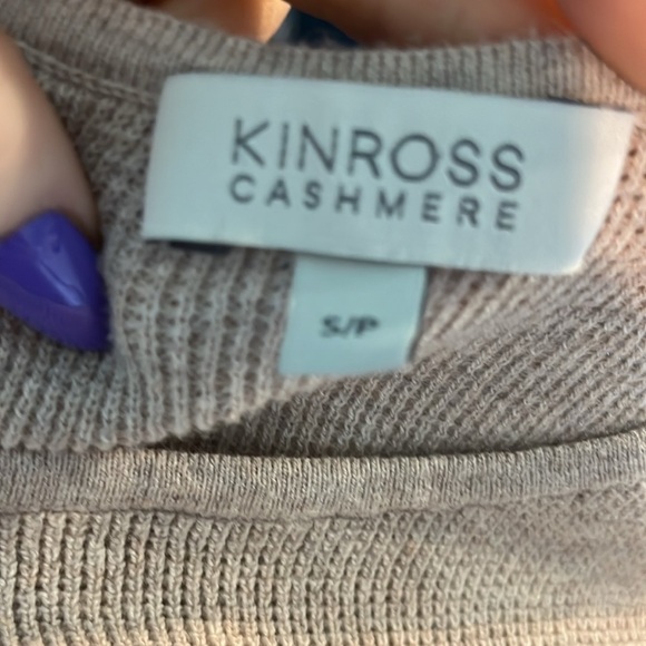 Kinross Thermal Pullover Sweater Cotton & Cashmere Blend Tan White Size Small - Picture 6 of 7